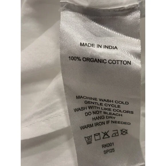 Quince Organic Cotton Eyelet Smocked Midi Dress White Cottagecore Summer L - Picture 5 of 7